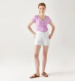 Promod Short en toile unie Femme - Ecru Clearance