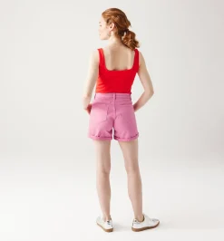 Promod Short en toile unie Femme - Rose Discount
