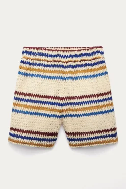 Promod Short rayé en crochet Femme - Rayures multicolores Rayuresmulticolores Clearance