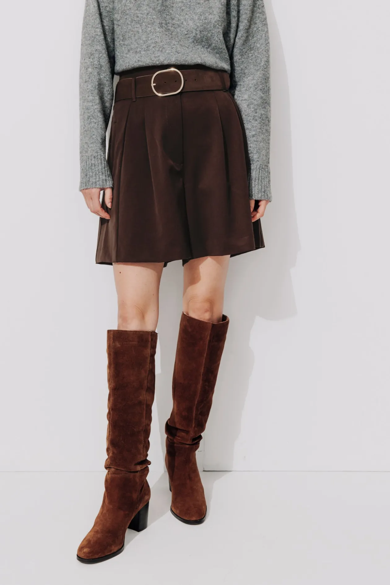 Promod Short taille haute Femme - Marron Shop