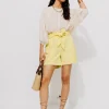 Promod Short taille haute paper bag - Jaune clair Jauneclair Best Sale