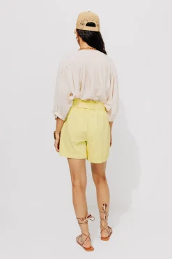 Promod Short taille haute paper bag - Jaune clair Jauneclair Best Sale
