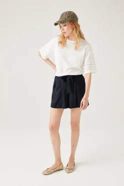 Promod Short uni ceinturé éco-conçu - Marine Hot