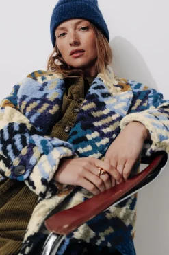 Promod SIMONE manteau en laine - Imprimé multicolore Imprimémulticolore Cheap