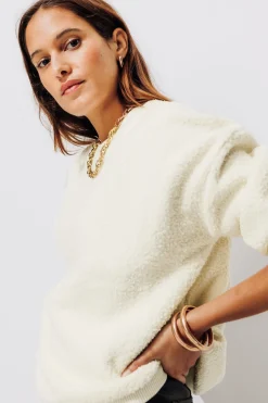 Promod Sweat-shirt bouclettes Femme - Ecru Discount