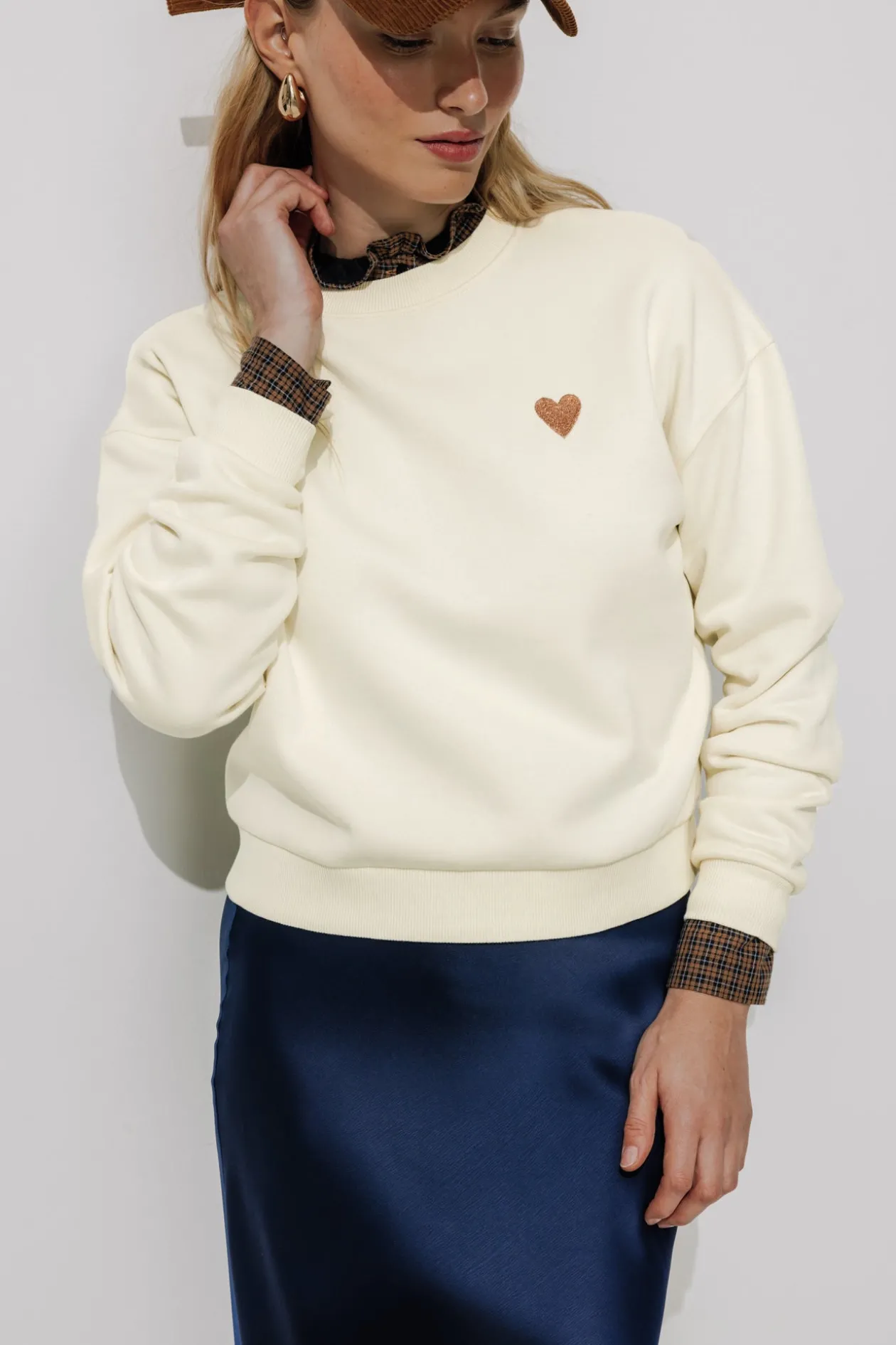 Promod Sweat-shirt cœur brodé Femme - Ecru Fashion