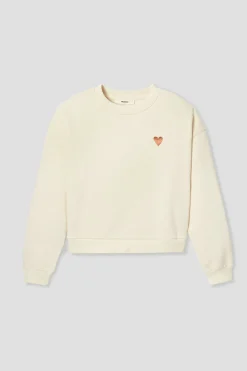 Promod Sweat-shirt cœur brodé Femme - Ecru Fashion