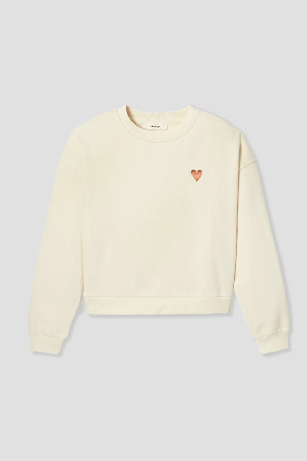 Promod Sweat-shirt cœur brodé Femme - Ecru Fashion