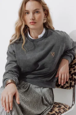 Promod Sweat-shirt cœur léopard - Imprimé gris Imprimégris Fashion