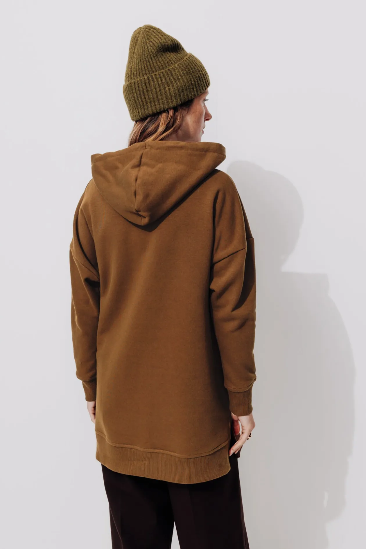 Promod Sweat-shirt long à capuche - Chocolat Cheap