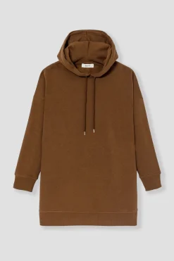 Promod Sweat-shirt long à capuche - Chocolat Cheap