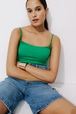 Promod Top à bretelles éco-conçu - Vert Flash Sale