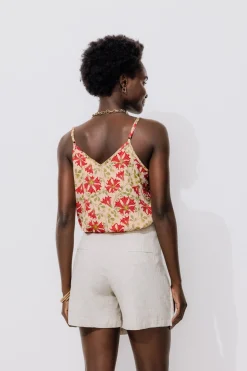 Promod Top à fines bretelles Femme - Imprimé écru Impriméécru Shop