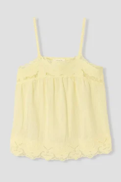 Promod Top brodé Femme - Jaune clair Jauneclair Outlet