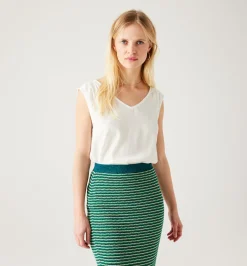 Promod Top décolleté V Femme - Ecru Flash Sale