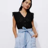 Promod Top effet dentelle Femme - Noir Best