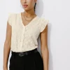 Promod Top effet dentelle Femme - Ecru Best