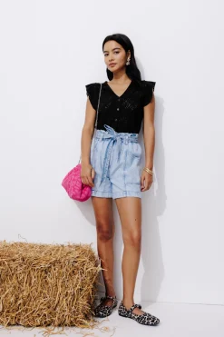 Promod Top effet dentelle Femme - Noir Best