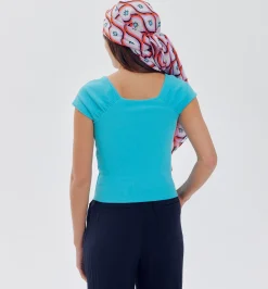 Promod Top en jersey côtelé Femme - Turquoise Sale