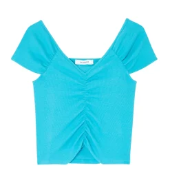 Promod Top en jersey côtelé Femme - Turquoise Sale