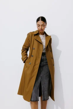 Promod Trench uni ceinturé Femme - Camel Clearance