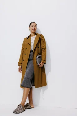 Promod Trench uni ceinturé Femme - Camel Clearance