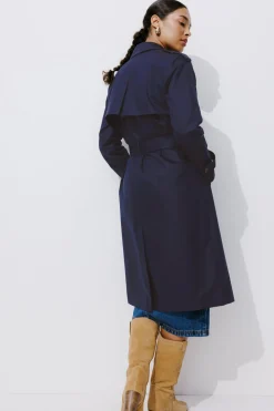 Promod Trench uni ceinturé Femme - Marine Cheap