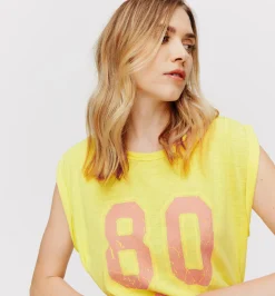 Promod T-shirt à emmanchures US - Imprimé jaune citron Impriméjaunecitron Online