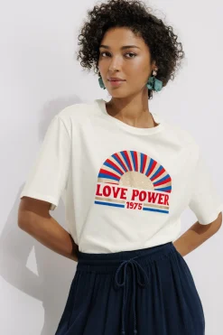 Promod T-shirt à message Femme - Imprimé fond blanc Impriméfondblanc Discount