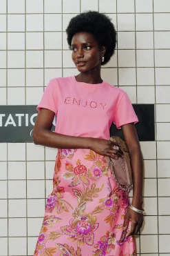 Promod T-shirt à message Femme - Imprimé rose Imprimérose Discount