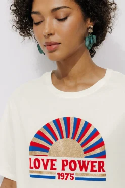 Promod T-shirt à message Femme - Imprimé fond blanc Impriméfondblanc Discount