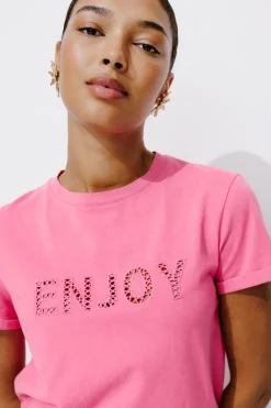 Promod T-shirt à message Femme - Imprimé rose Imprimérose Discount