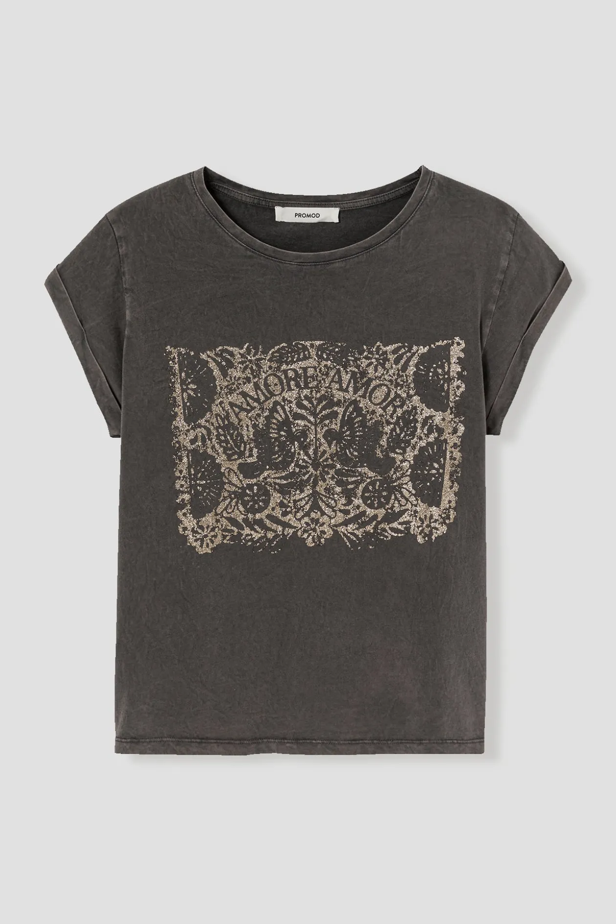 Promod T-shirt à message pailleté - Imprimé gris Imprimégris Flash Sale