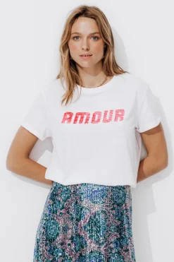 Promod T-shirt à message sequins - Imprimé écru Impriméécru Store