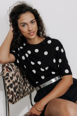 Promod T-shirt à pois Femme - Imprimé noir Impriménoir Fashion