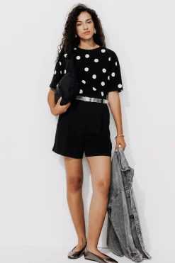 Promod T-shirt à pois Femme - Imprimé noir Impriménoir Fashion