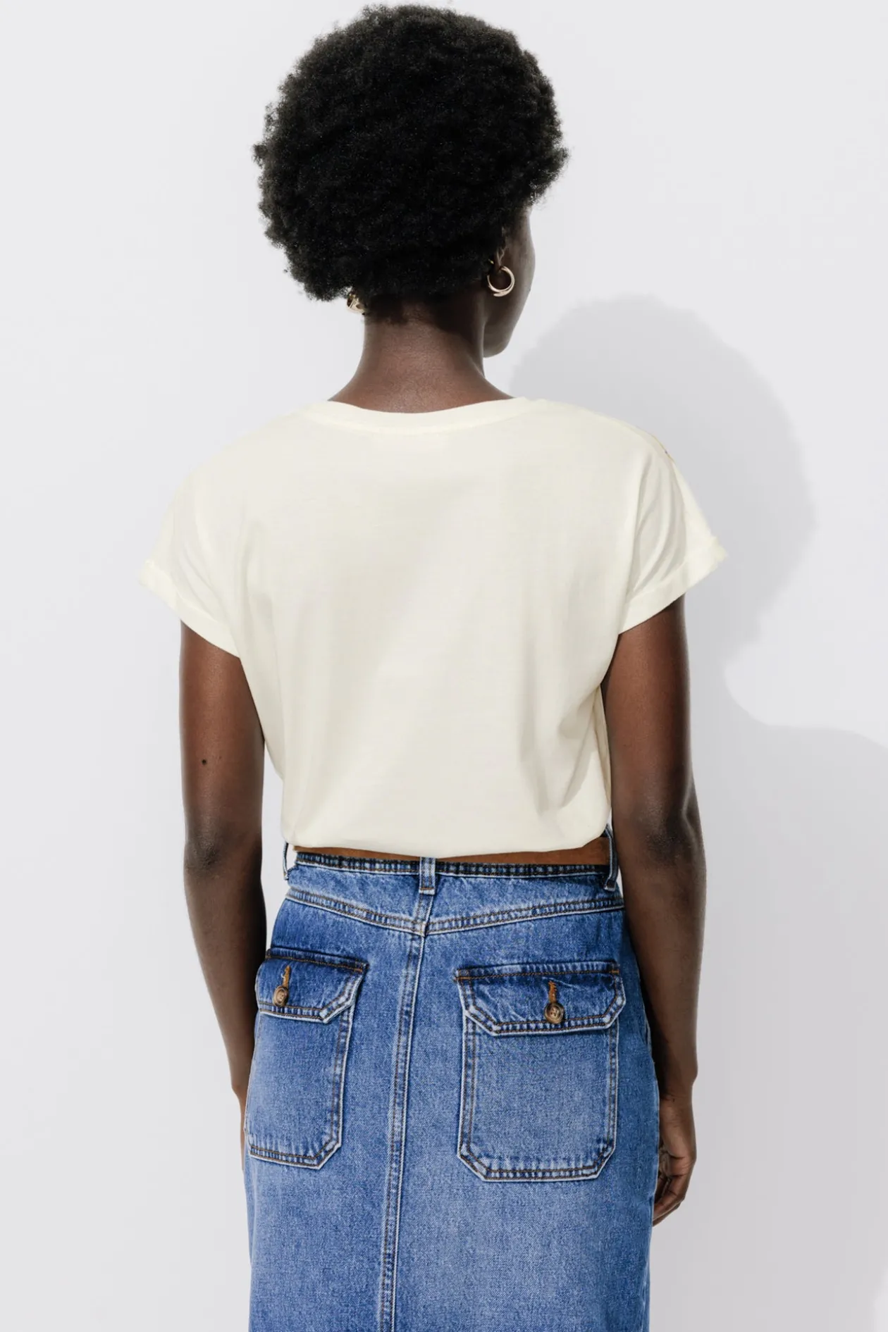 Promod T-shirt brodé de fleurs Femme - Ecru Store