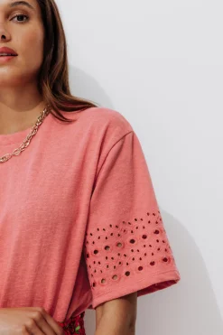 Promod T-shirt broderie anglaise - Vieux rose Vieuxrose Store