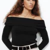 Promod T-shirt col Bardot Femme - Noir Discount