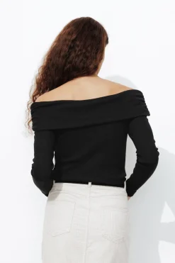 Promod T-shirt col Bardot Femme - Noir Discount
