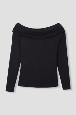 Promod T-shirt col Bardot Femme - Noir Discount