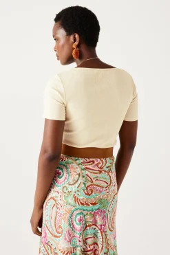 Promod T-shirt col carré Femme - Beige Best Sale