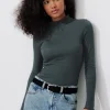Promod T-shirt col montant Femme - Gris bleu Grisbleu Best Sale