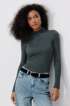 Promod T-shirt col montant Femme - Gris bleu Grisbleu Best Sale