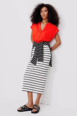 Promod T-shirt col tunisien Femme - Rouge Online