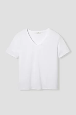Promod T-shirt col V éco-conçu - Blanc Outlet