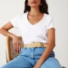 Promod T-shirt col V Femme - Blanc Cheap