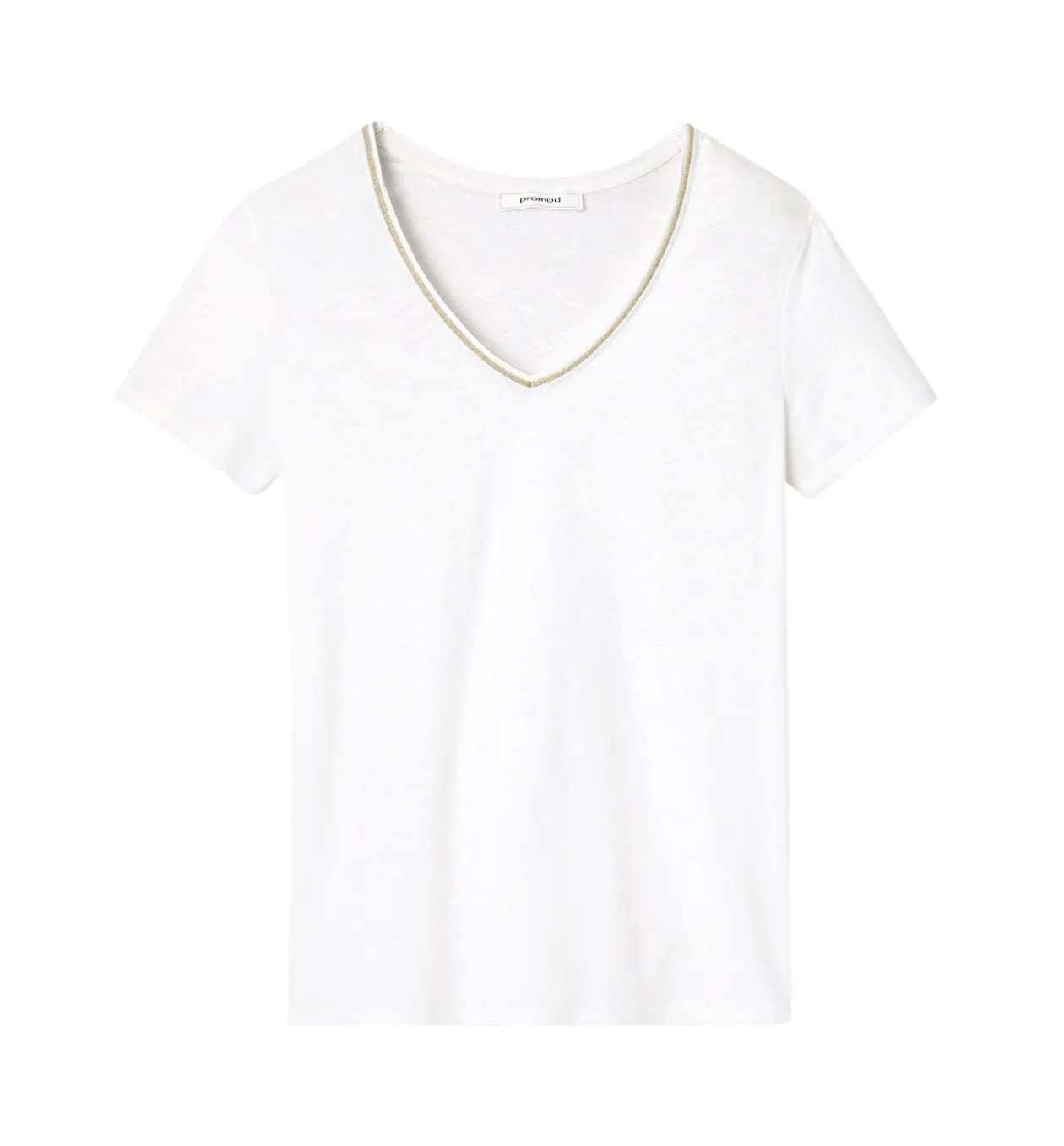 Promod T-shirt col V Femme - Blanc Cheap