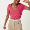 Promod T-shirt col V Femme - Framboise Best