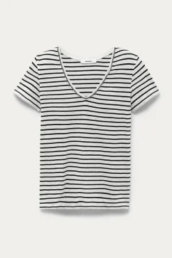 Promod T-shirt col V Femme - Rayé marine Rayémarine Flash Sale